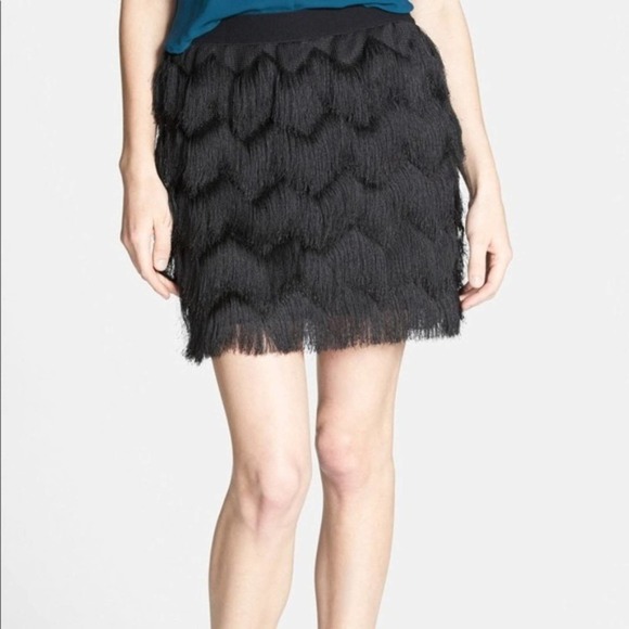 NWT Leith Black Fringe Flapper Mini Skirt LARGE - Picture 3 of 9
